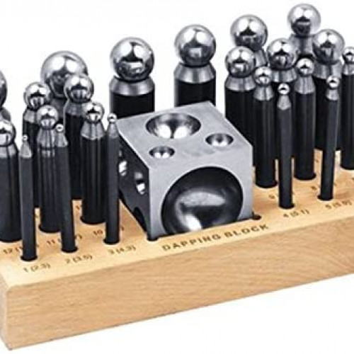 Dapping Set Punches & Block Steel Forming 26pc for Jewelry 