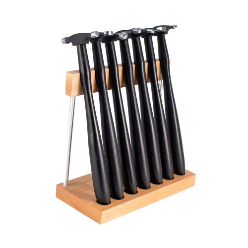 Professional Goldsmith Hammer Set with Wooden Storage Stand