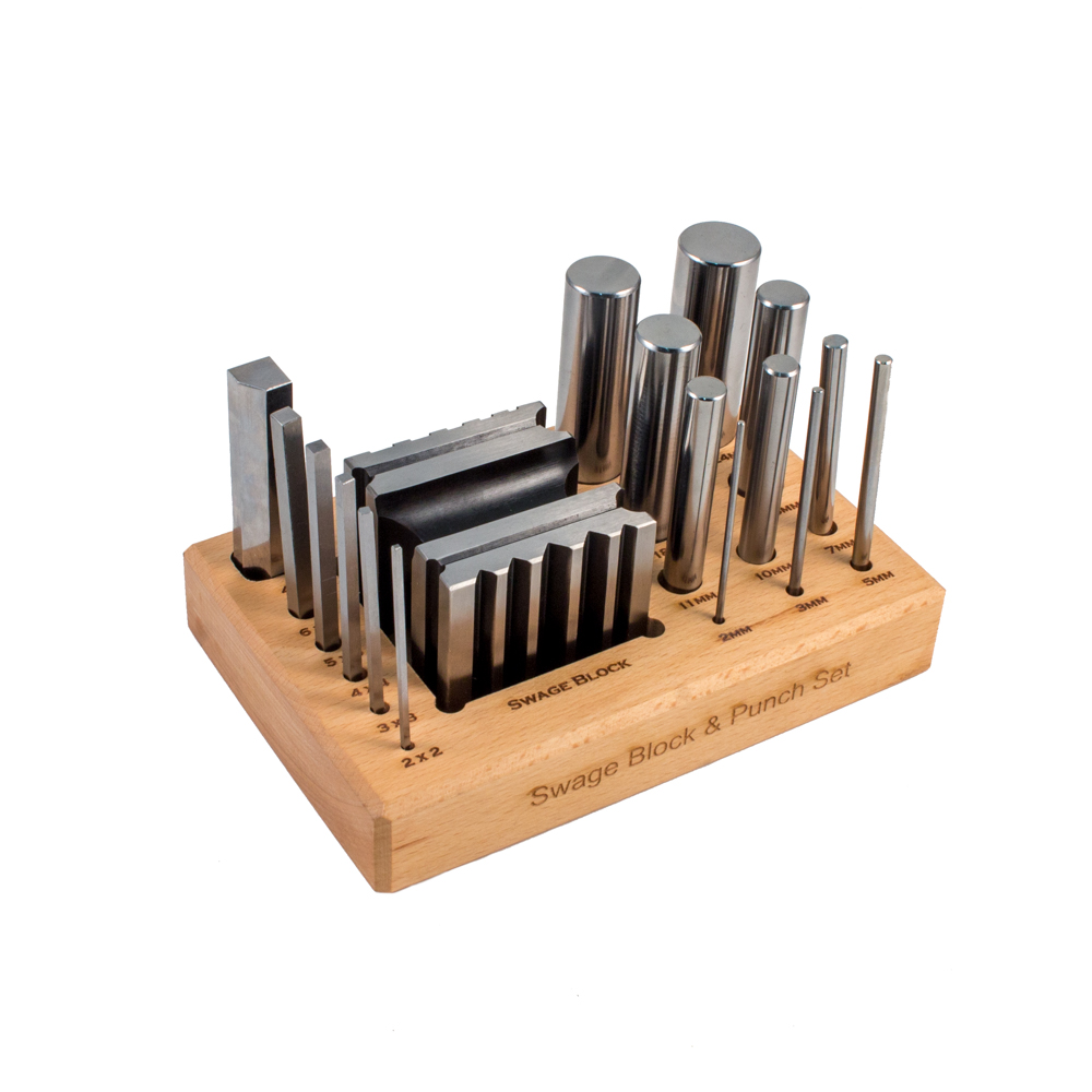 Swage Block & Punch Set with Wooden Stand